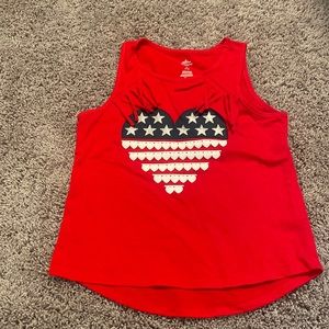 Labor Day red white & blue top stars and hearts size 7-8